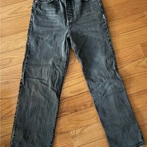 Levi’s Women’s Ribcage Straight Ankle Denim Jeans Grey Black 25 x 27